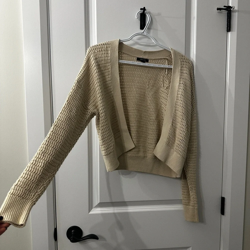 RW&CO. Cream Open-Front Knit Cardigan - Picture 2 of 5